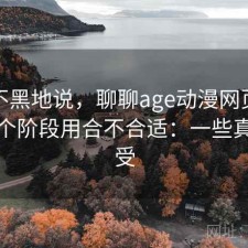 不吹不黑地说，聊聊age动漫网页版现在这个阶段用合不合适：一些真实感受