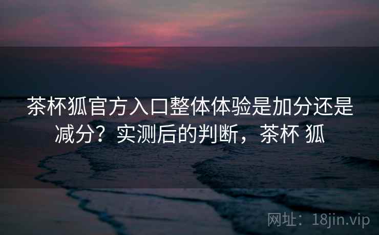 茶杯狐官方入口整体体验是加分还是减分？实测后的判断，茶杯 狐  第2张